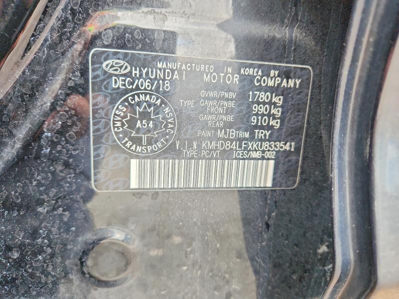 Aukcja sprzedaży 2019 Hyundai Elantra, vin: KMHD84LFXKU833541, numer aukcji: 49175446