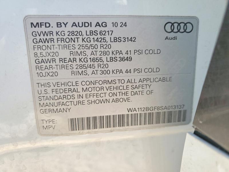 Aukcja sprzedaży 2025 Audi Q6 E-tron, vin: WA112BGF8SA013137, numer aukcji: 76007355