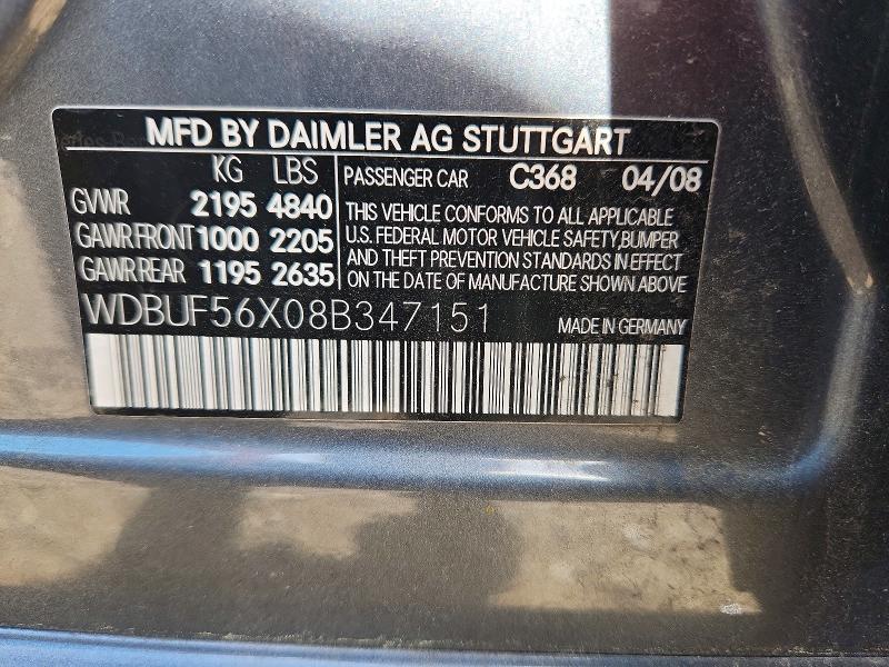 Продаж на аукціоні авто 2008 Mercedes-benz E, vin: WDBUF56X08B347151, номер лоту: 50501416