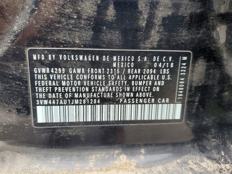 47336106 :رقم المزاد ، 3VW447AU1JM281284 vin ، 2018 Volkswagen Gti مزاد بيع