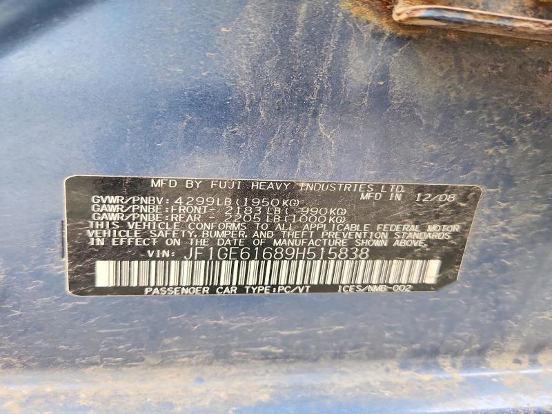 Продажа на аукционе авто 2009 Subaru Impreza, vin: JF1GE61689H515838, номер лота: 51550396