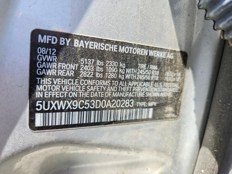 Продажа на аукционе авто 2013 Bmw X3, vin: 5UXWX9C53D0A20283, номер лота: 50166516
