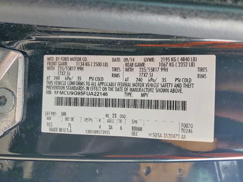 Продажа на аукционе авто 2015 Ford Escape, vin: 1FMCU9G95FUA22146, номер лота: 48986016