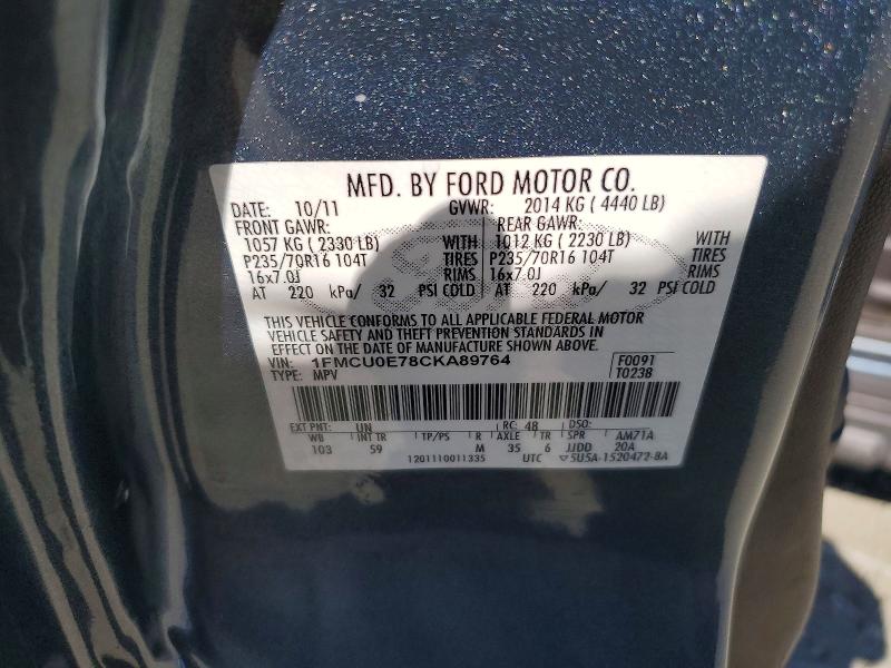Aukcja sprzedaży 2012 Ford Escape, vin: 1FMCU0E78CKA89764, numer aukcji: 50253126