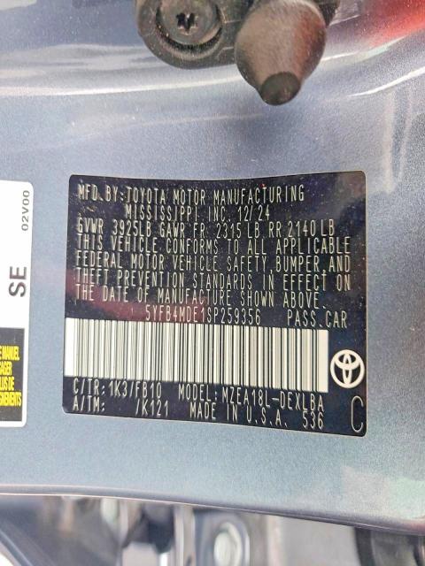 Aukcja sprzedaży 2025 Toyota Corolla, vin: 5YFB4MDE1SP259356, numer aukcji: 51665496