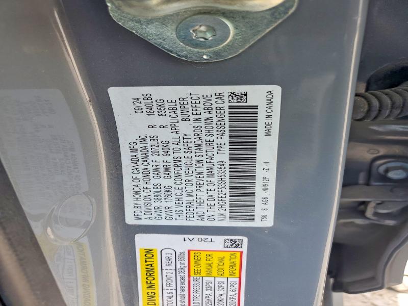 2025 Honda Civic მანქანა იყიდება აუქციონზე, vin: 2HGFE2F53SH533549, აუქციონის ნომერი: 48184606