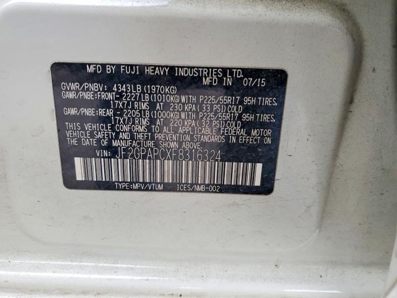 Продажа на аукционе авто 2015 Subaru Xv Crosstrek, vin: JF2GPAPCXF8316324, номер лота: 51288366