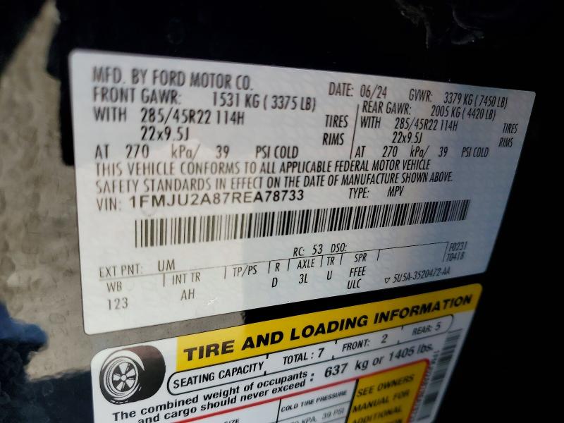 Aukcja sprzedaży 2024 Ford Expedition, vin: 1FMJU2A87REA78733, numer aukcji: 51196176
