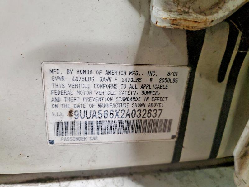2002 Acura 3.2tl მანქანა იყიდება აუქციონზე, vin: 19UUA566X2A032637, აუქციონის ნომერი: 48142326