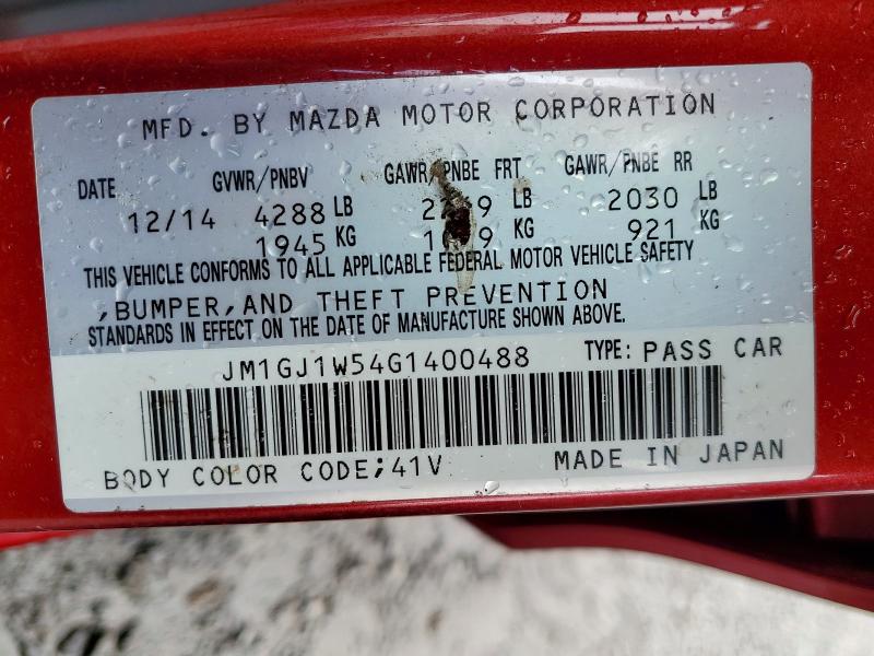 2016 Mazda 6 მანქანა იყიდება აუქციონზე, vin: JM1GJ1W54G1400488, აუქციონის ნომერი: 49513786