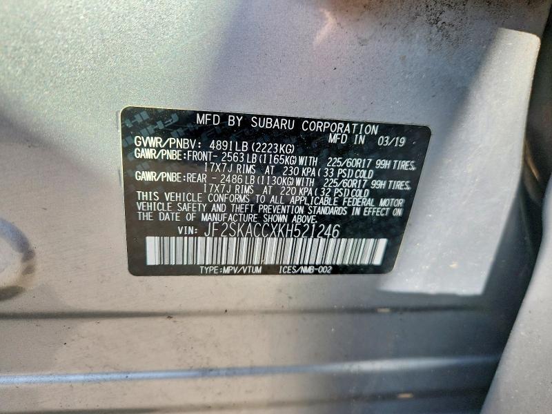 Aukcja sprzedaży 2019 Subaru Forester, vin: JF2SKACCXKH521246, numer aukcji: 49320186
