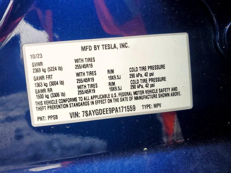 Продаж на аукціоні авто 2023 Tesla Model Y, vin: 7SAYGDEE9PA171559, номер лоту: 48653236