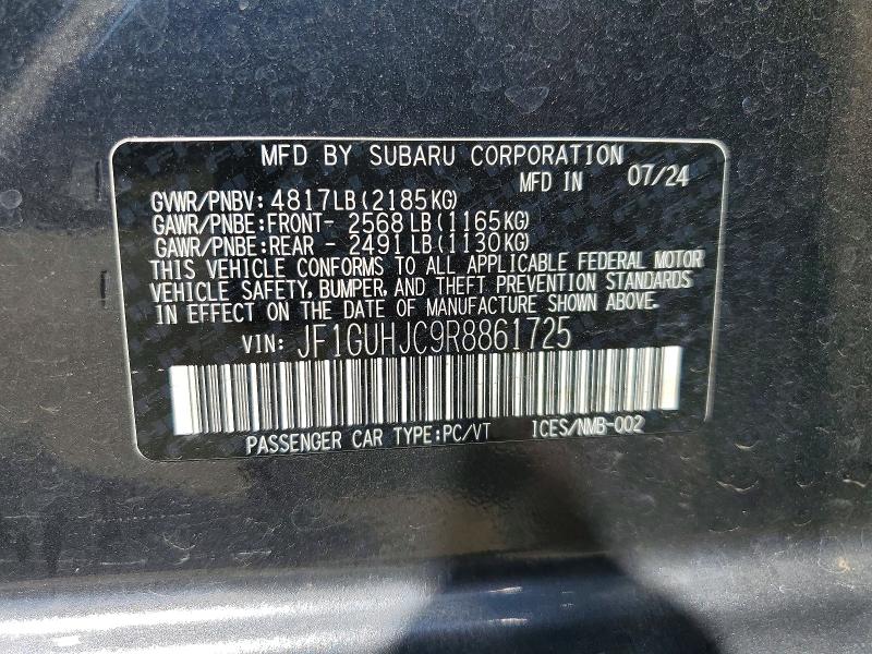2024 Subaru Impreza მანქანა იყიდება აუქციონზე, vin: JF1GUHJC9R8861725, აუქციონის ნომერი: 51352146