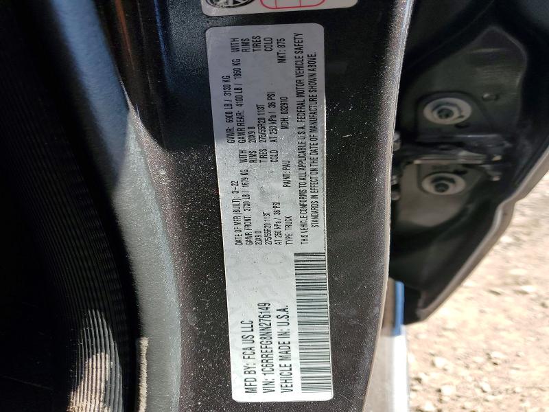 Продажа на аукционе авто 2022 Ram 1500, vin: 1C6RREFG8NN276149, номер лота: 48904496