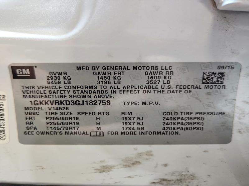 2016 Gmc Acadia მანქანა იყიდება აუქციონზე, vin: 1GKKVRKD3GJ182753, აუქციონის ნომერი: 51084656