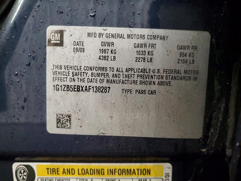 Продаж на аукціоні авто 2010 Chevrolet Malibu, vin: 1G1ZB5EBXAF138287, номер лоту: 51774706