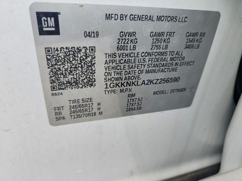 Продажа на аукционе авто 2019 Gmc Acadia, vin: 1GKKNKLA2KZ256590, номер лота: 48250546