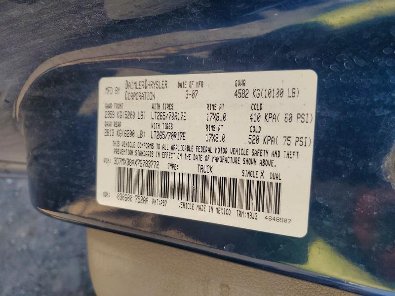 49834086 :رقم المزاد ، 3D7MX38AX7G783772 vin ، 2007 Dodge Ram 3500 مزاد بيع