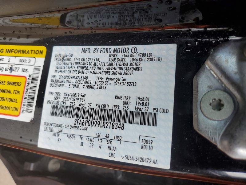 Продажа на аукционе авто 2020 Ford Fusion, vin: 3FA6P0D99LR218348, номер лота: 50118856