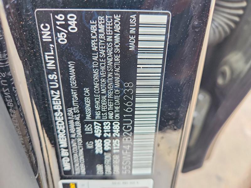 51463066 :رقم المزاد ، 55SWF4JB2GU166238 vin ، 2016 Mercedes-benz C مزاد بيع