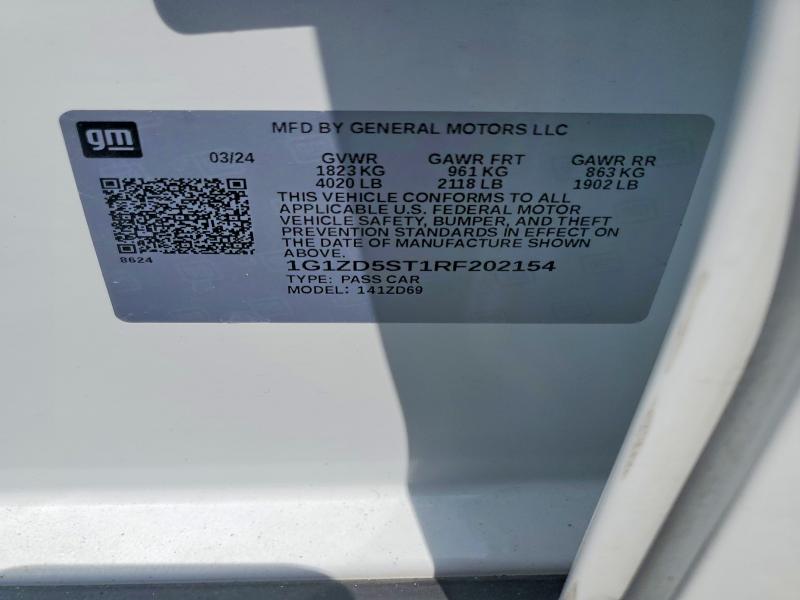 Aukcja sprzedaży 2024 Chev Malibu Lt, vin: 1G1ZD5ST1RF202154, numer aukcji: 51274986