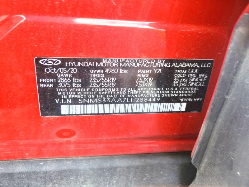 Продаж на аукціоні авто 2020 Hyundai Santa Fe, vin: 5NMS33AA7LH288449, номер лоту: 50805166