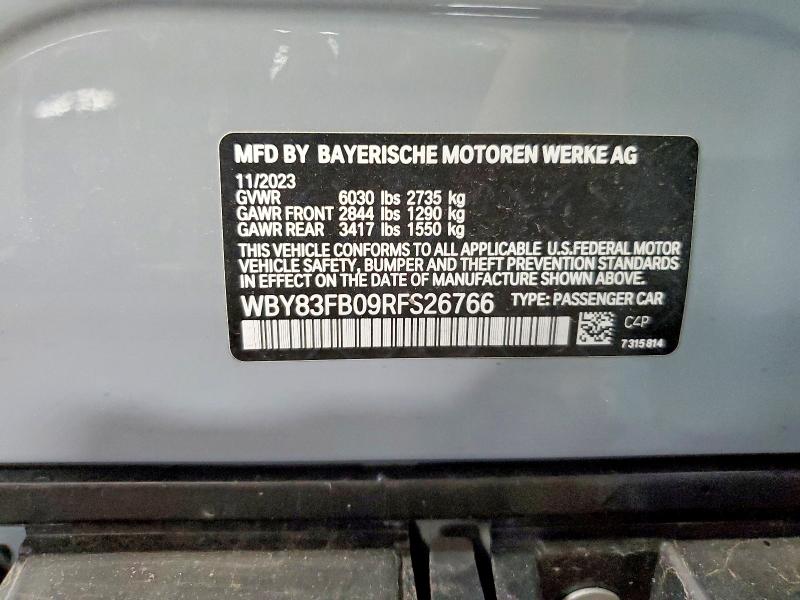 Продажа на аукционе авто 2024 Bmw I4, vin: WBY83FB09RFS26766, номер лота: 51496526