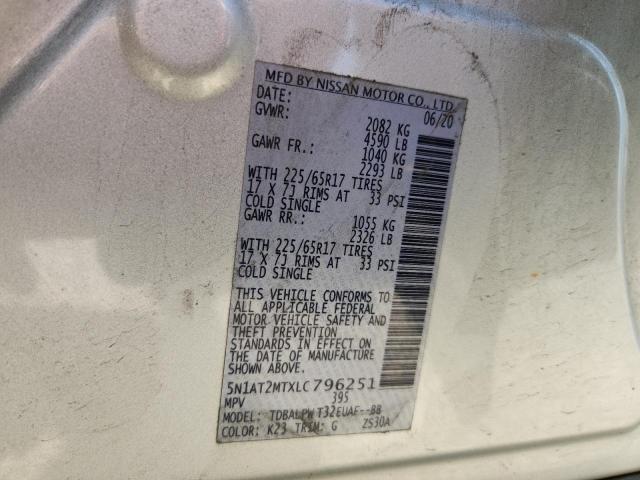 2020 Nissan Rogue მანქანა იყიდება აუქციონზე, vin: 5N1AT2MTXLC796251, აუქციონის ნომერი: 50106806