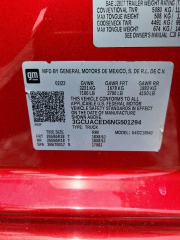 Aukcja sprzedaży 2022 Chevrolet Silverado, vin: 3GCUACED6NG501294, numer aukcji: 48970046