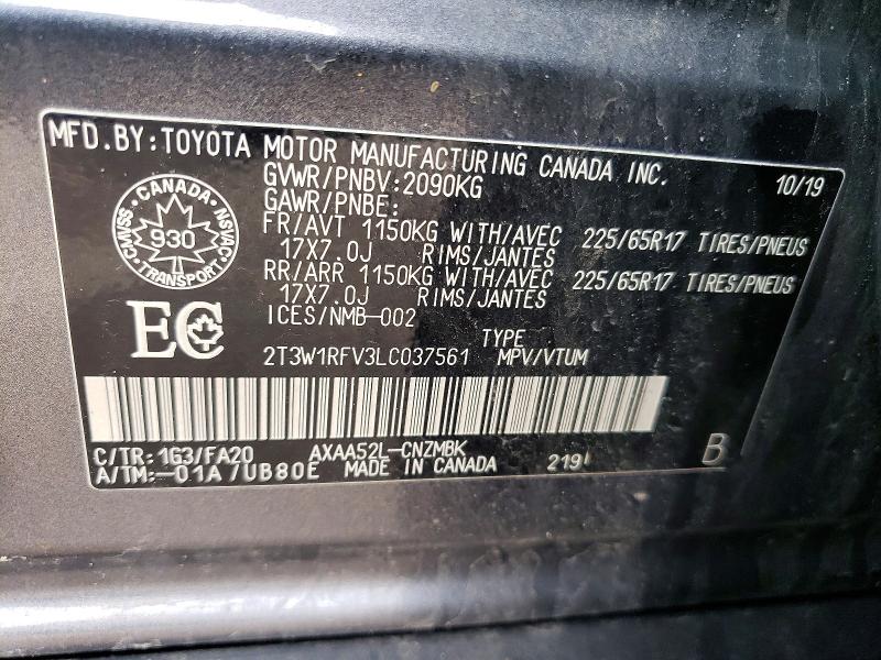 Продажа на аукционе авто 2020 Toyota Rav4, vin: 2T3W1RFV3LC037561, номер лота: 49871756