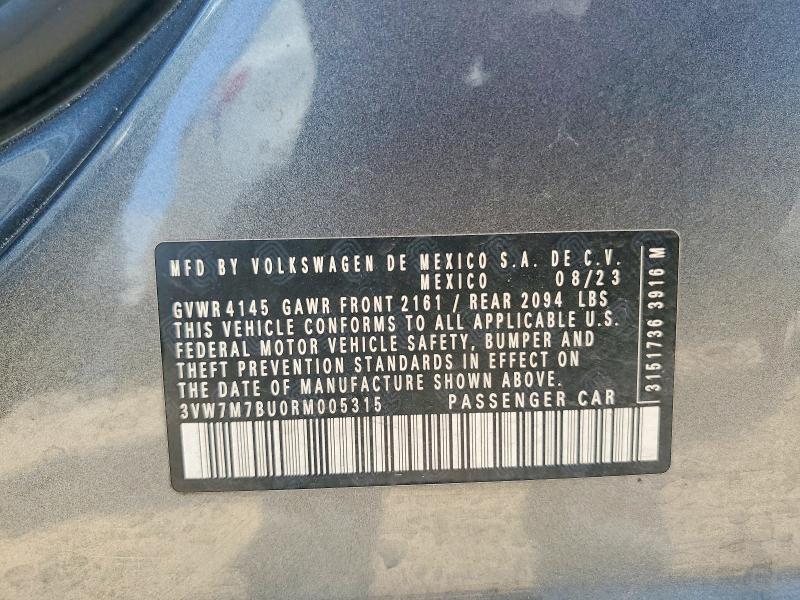 Aukcja sprzedaży 2024 Volkswagen Jetta, vin: 3VW7M7BU0RM005315, numer aukcji: 51197636