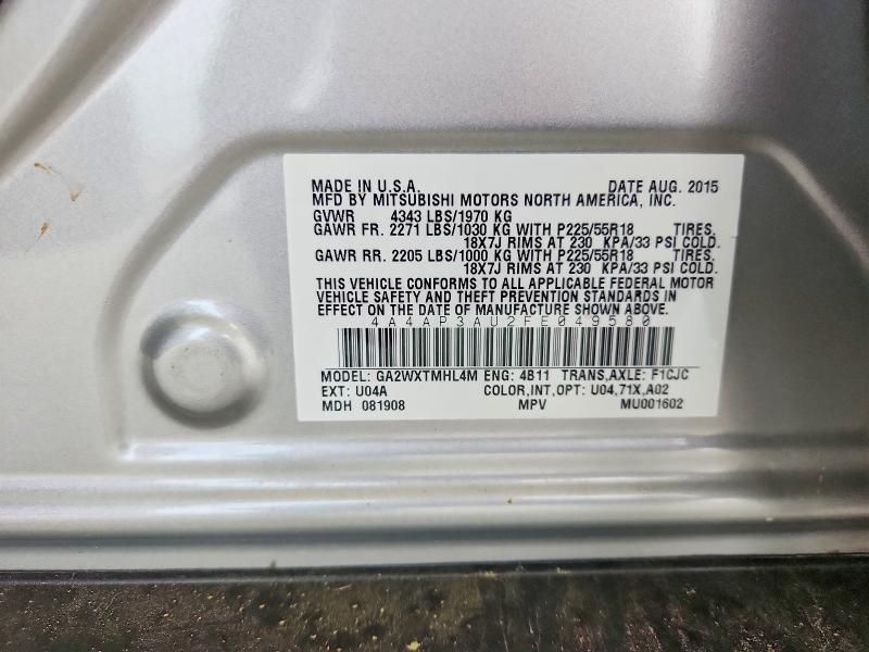Продаж на аукціоні авто 2015 Mitsubishi Outlander Sport, vin: 4A4AP3AU2FE049580, номер лоту: 51998006