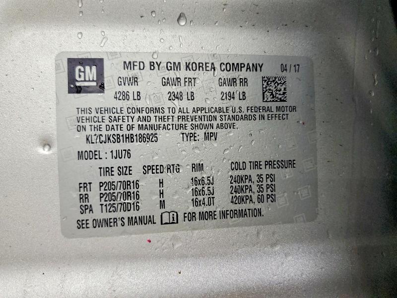 Продажа на аукционе авто 2017 Chevrolet Trax, vin: KL7CJKSB1HB186925, номер лота: 51680316