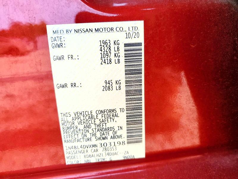 Продаж на аукціоні авто 2021 Nissan Altima, vin: 1N4BL4DVXMN303198, номер лоту: 51450276