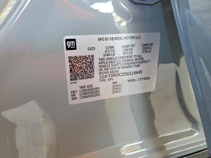 50259516 :رقم المزاد ، 1GKT0RDC2SU116645 vin ، 2025 Gmc Hummer Suv مزاد بيع