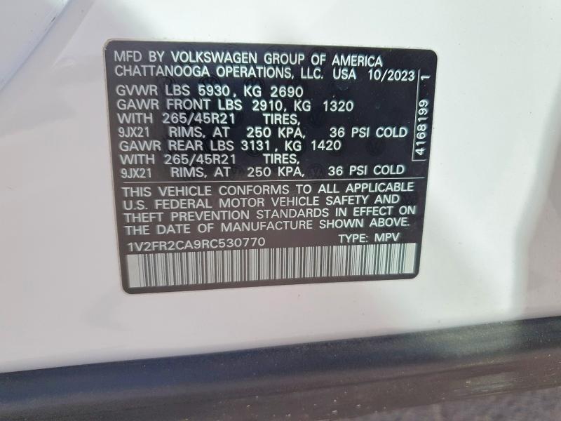Aukcja sprzedaży 2024 Volkswagen Atlas, vin: 1V2FR2CA9RC530770, numer aukcji: 48832616