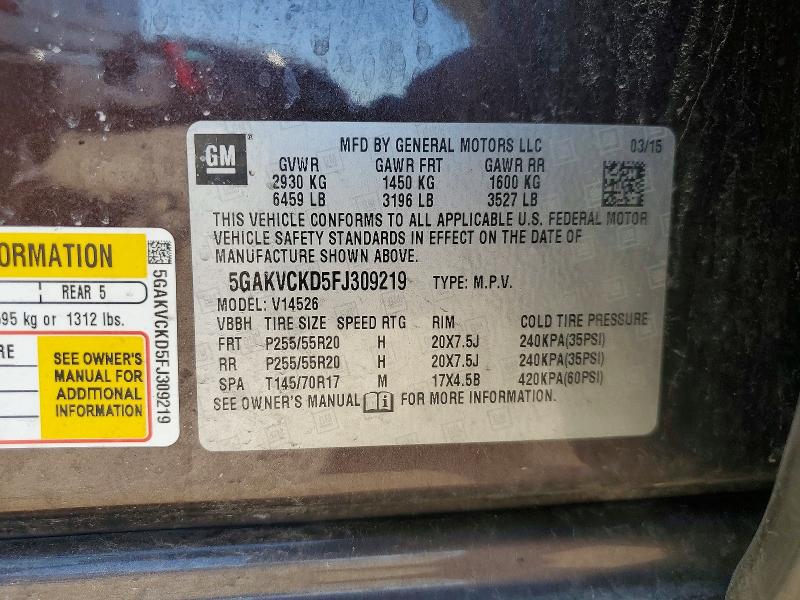 Продажа на аукционе авто 2015 Buick Enclave, vin: 5GAKVCKD5FJ309219, номер лота: 50383226