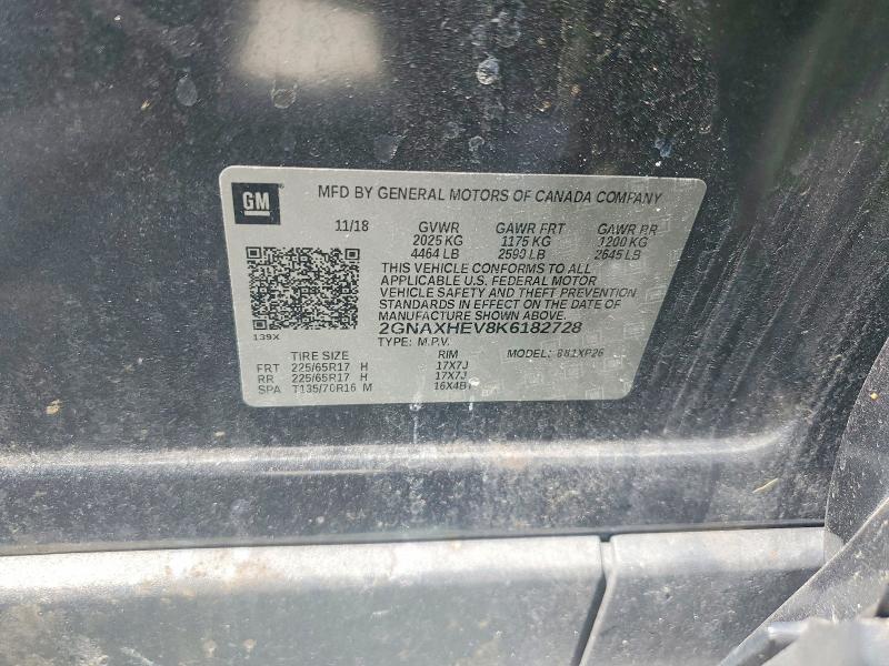 Продаж на аукціоні авто 2019 Chevrolet Equinox, vin: 2GNAXHEV8K6182728, номер лоту: 50833236