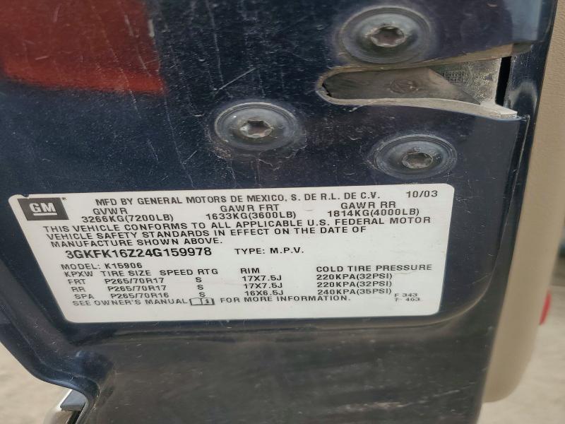 Продажа на аукционе авто 2004 Gmc Yukon Xl, vin: 3GKFK16Z24G159978, номер лота: 51589396
