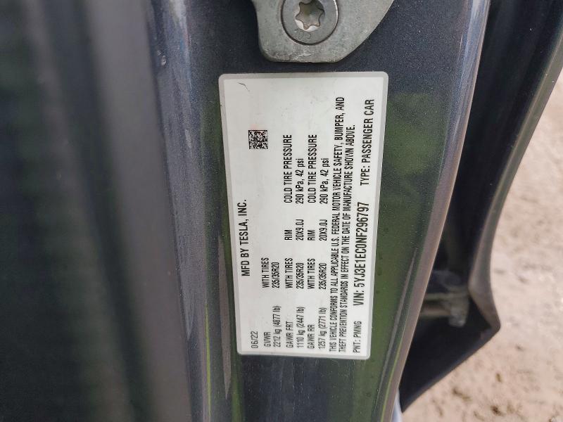 Продаж на аукціоні авто 2022 Tesla Model 3, vin: 5YJ3E1EC0NF296797, номер лоту: 51570686