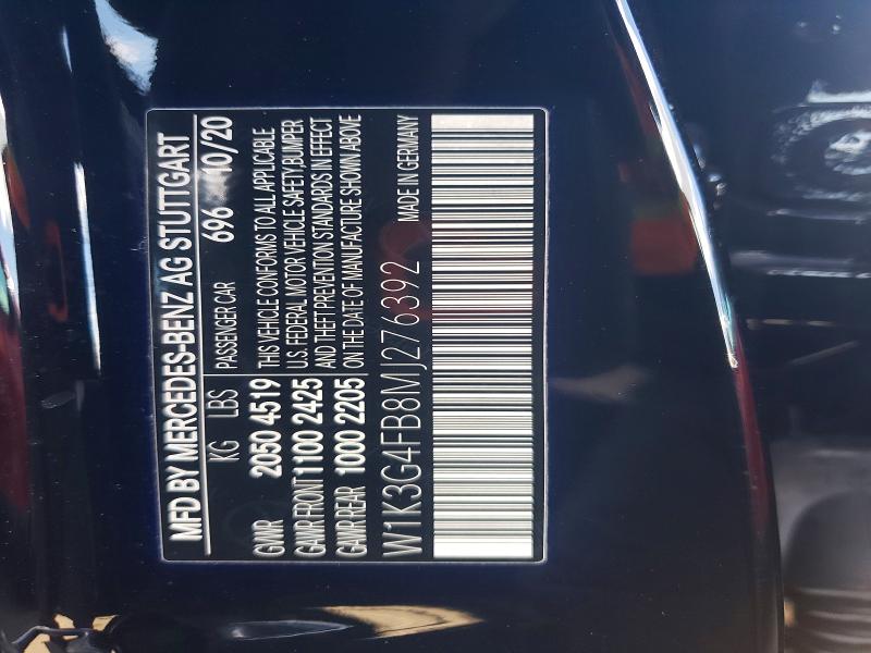 48980466 :رقم المزاد ، W1K3G4FB8MJ276392 vin ، 2021 Mercedes-benz A مزاد بيع