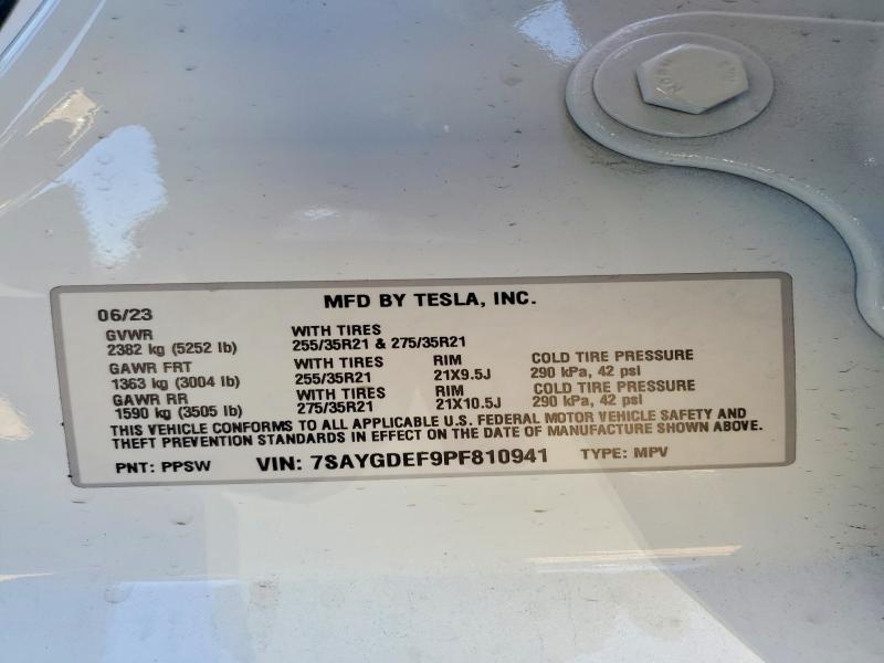 Продажа на аукционе авто 2023 Tesla Model Y, vin: 7SAYGDEF9PF810941, номер лота: 48657836