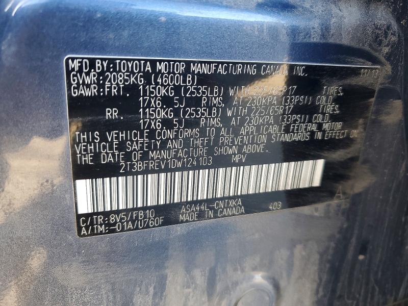 Продаж на аукціоні авто 2013 Toyota Rav4, vin: 2T3BFREV1DW124103, номер лоту: 51722836