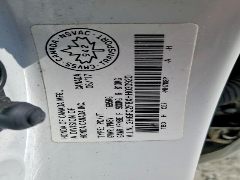 Продаж на аукціоні авто 2017 Honda Civic, vin: 2HGFC2F8XHH030920, номер лоту: 51308686