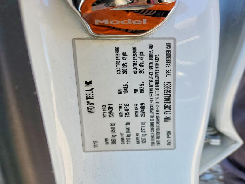 Продажа на аукционе авто 2020 Tesla Model 3, vin: 5YJ3E1EA8LF599337, номер лота: 50493416