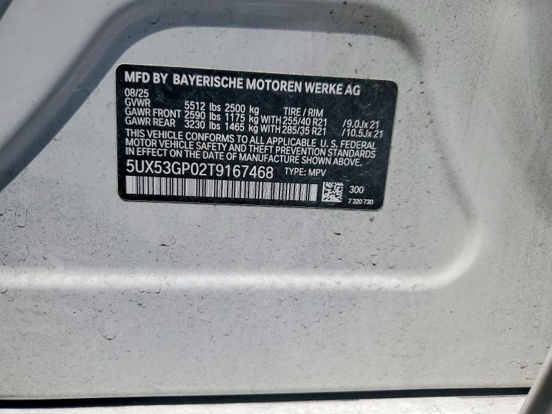 51282286 :رقم المزاد ، 5UX53GP02T9167468 vin ، 2026 Bmw X3 مزاد بيع