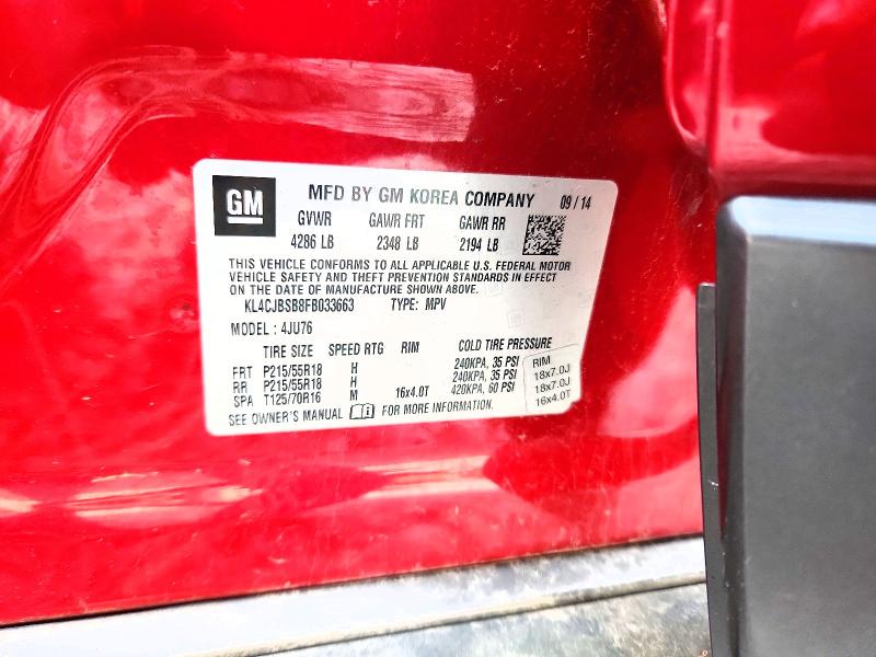 47652536 :رقم المزاد ، KL4CJBSB8FB033663 vin ، 2015 Buick Encore مزاد بيع