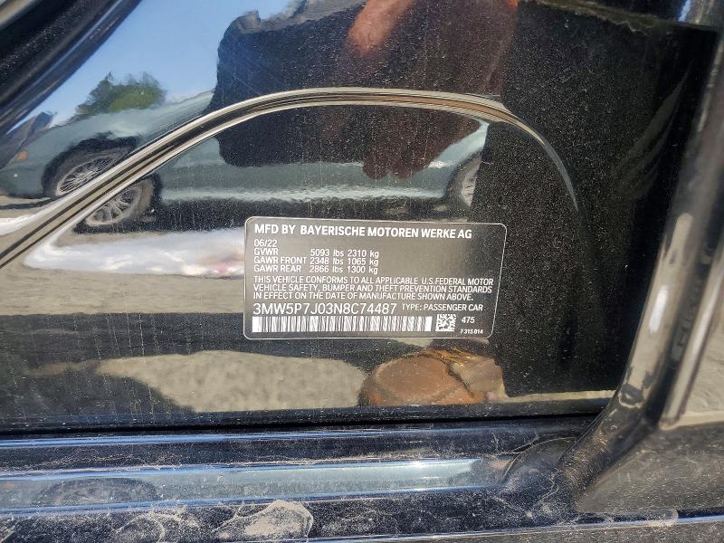 Aukcja sprzedaży 2022 Bmw 330e, vin: 3MW5P7J03N8C74487, numer aukcji: 50309776