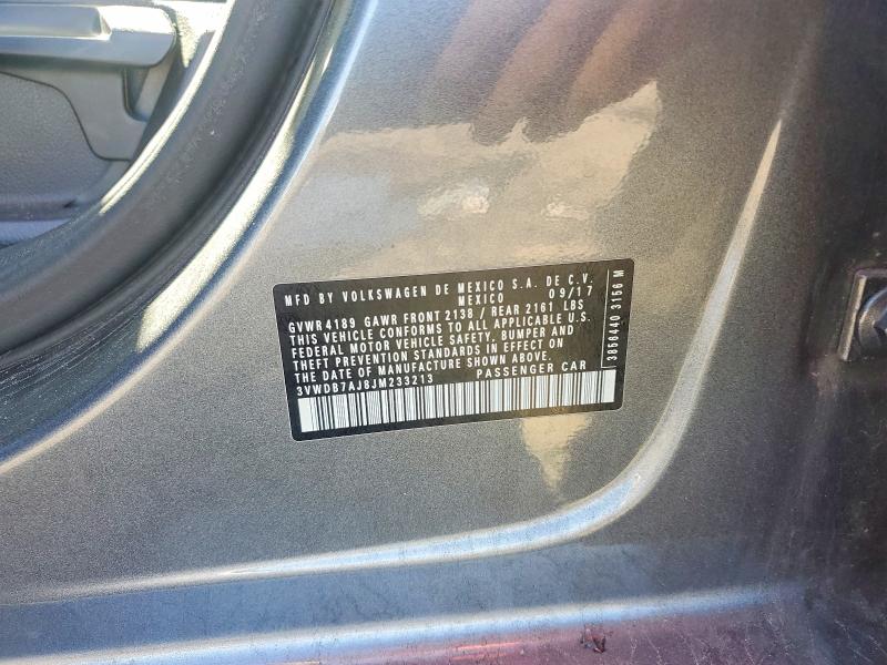 Продаж на аукціоні авто 2018 Volkswagen Jetta, vin: 3VWDB7AJ8JM233213, номер лоту: 51161956