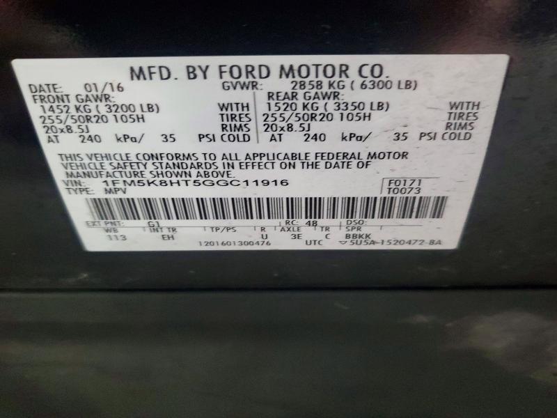 Aukcja sprzedaży 2016 Ford Explorer, vin: 1FM5K8HT5GGC11916, numer aukcji: 48071456